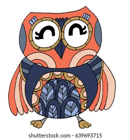 Cute Hand Drawn Owl Characters Vector.