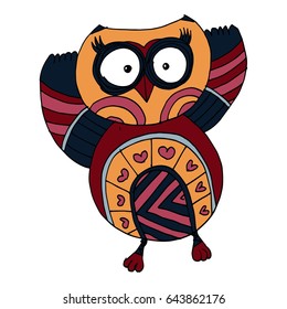 Cute Hand Drawn Owl Characters Vector.