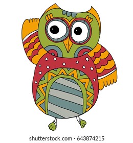 Cute Hand Drawn Owl Characters Vector.