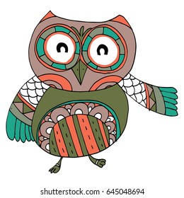 Cute Hand Drawn Owl Characters Vector.