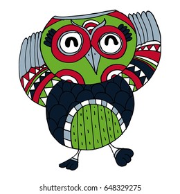 Cute Hand Drawn Owl Characters Vector.