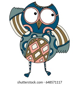 Cute Hand Drawn Owl Characters Vector.
