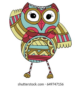Cute Hand Drawn Owl Characters Vector.