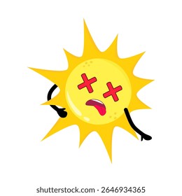 Cute Hand Drawn Passed Out Sun Fainted