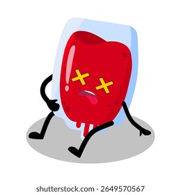 Cute Hand Drawn Passed Out Red Blood Bag Fainted