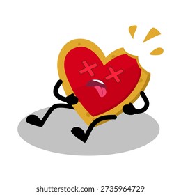 Cute Hand Drawn Passed Out Heart-shaped Cookie Fainted