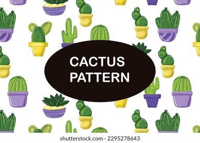 Cute hand drawn pattern with cactus