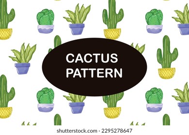 Cute hand drawn pattern with cactus