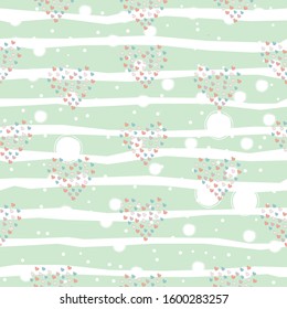 Cute hand drawn pattern with grouped small hearts into bigger hearts. Vector Illustration