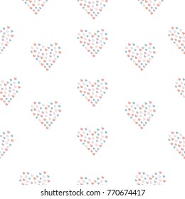 Cute hand drawn pattern with grouped small hearts into bigger hearts. Vector Illustration