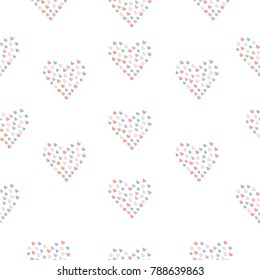 Cute hand drawn pattern with grouped small hearts into bigger hearts