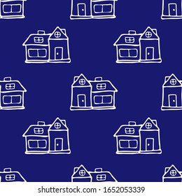 Cute hand drawn pattern with houses