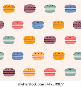Cute hand drawn pattern with Macaroons. Sweet dessert texture for your design.