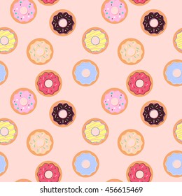 Cute hand drawn pattern with tasty donuts