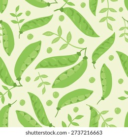 Cute Hand Drawn Pea Pod Toss Seamless Vector Pattern textile fabric print green childish vegetable