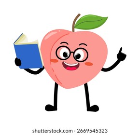 Cute Hand Drawn Peach Reading A Book