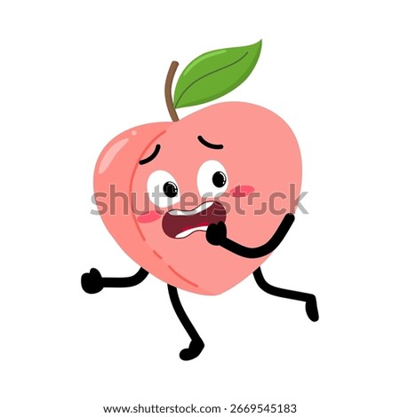 Cute Hand Drawn Peach Running Away Terrified