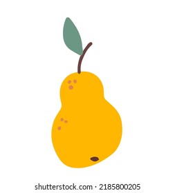 Cute hand drawn pear illustration in flat cartoon style