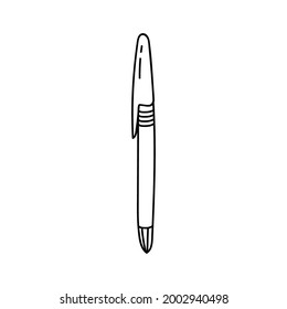 Cute hand drawn pen in a simple and naive doodle style. For writing notes in planner, sign business contract, write down lectures in the university. Vector illustration isolated on the background