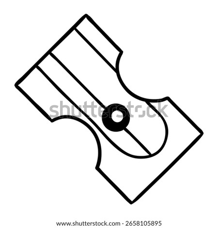 Cute hand drawn pencil sharpener in outline doodle style. black and white school supply icon for kids study, classroom, posters, design projects, stickers, and educational materials.