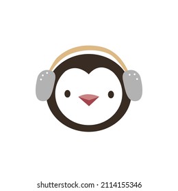 Cute hand drawn penguin for Merry Christmas. Vector illustration
