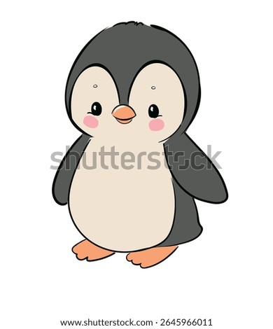 Cute Hand Drawn Penguin Vector Illustration of Baby Arctic Bird Isolated on White Background