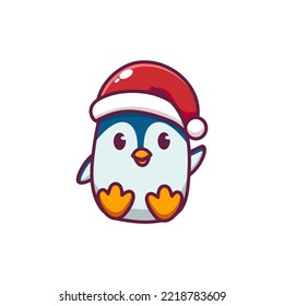 Cute hand drawn penguins - Merry Christmas greetings