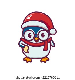 Cute hand drawn penguins - Merry Christmas greetings