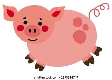 Cute hand drawn pig. Farm animals. White background, isolate. Vector illustration.