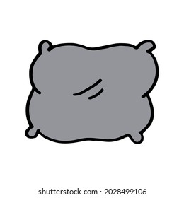 Cute hand drawn pillow icon. Vector illustration in doodle style isolated on white background. Symbol of relaxation and sleep