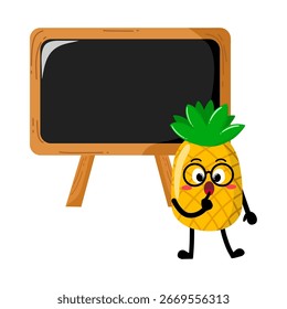 Niedlich handgezeichnete Ananas Lehrer erklären, wie man Blackboard verwendet