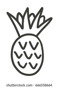 Cute Hand Drawn Pineapple. Trendy Tropical Element. Vector Illustration.