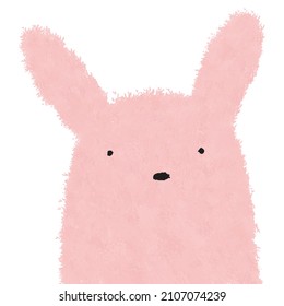 Ilustración de vectores de conejito rosa dibujado a mano. Agradable Nursery Art with Funny Dreamy Big Rabbit Aislado en un fondo blanco ideal para el arte mural, afiche, Pascua, decoración de habitaciones para niños.