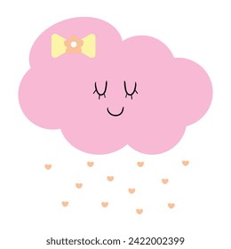 Nube rosa dibujada a mano con una cinta adhesiva. doodles de la nube