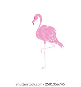 Cute hand drawn pink flamingo elements. Animals. Vector doodle for your design.