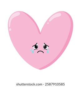 Cute Hand Drawn Pink Heart Sad