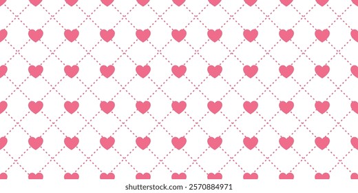 Cute hand drawn pink hearts seamless pattern, lovely romantic background, great for Valentine's Day, Mother's Day, textiles, wallpapers, banners or poster