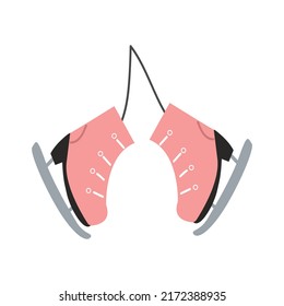 Patines de pista de hielo rosa dibujados a mano. Ilustración vectorial.
