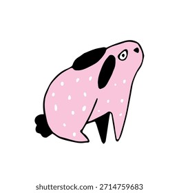 Linda ilustración de conejo rosa dibujado a mano. Perfecto para la decoración de Pascua, estampados infantiles y Diseños de camiseta de primavera para niños.