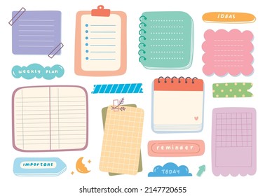 Cute hand drawn planner  journal  notepad  paper vector illustration