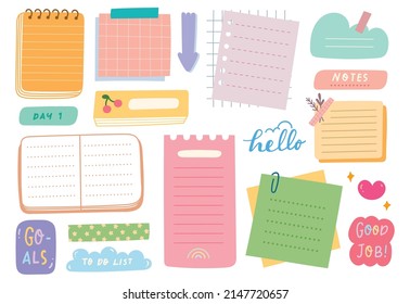 Cute hand drawn planner  journal  notepad  paper vector illustration