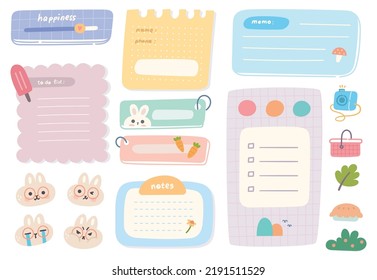 Cute hand drawn planner, journal, notepad, paper vector illustration