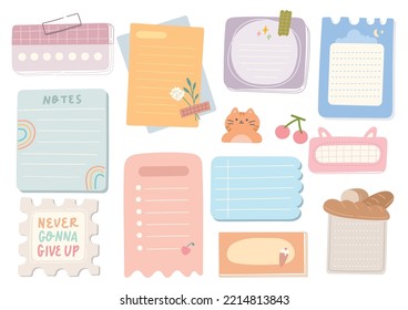 Cute hand drawn planner, journal, notepad, paper vector illustration