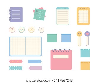 Cute hand drawn planner, journal, notepad, paper vector illustration