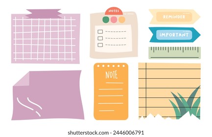Lindo planificador dibujado a mano, diario, bloc de notas, Ilustración vectorial de papel