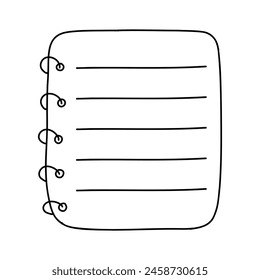 Cute hand drawn planner, journal, notepad, paper vector illustration