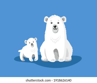 cute hand drawn polar bear with little teddy bear