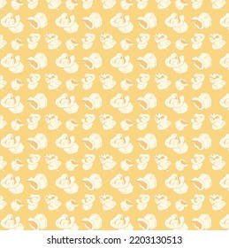 Cute Hand Drawn Popcorn Doodle Snacks Seamless Pattern 