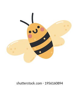 Cute hand drawn poster with bee. Vector illustration in Scandinavian style.