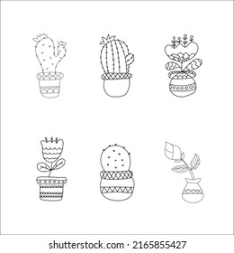 cute hand drawn potted cactus vector illustration